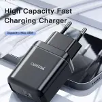 Chargeur Mural Rapide YC29 EU YESIDO – 25W Max, Compatible iPhone & Samsung