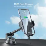 Support de Téléphone à Ventouse C186 : Charge Sans Fil Rapide 15 W et Fixation Sécurisée !