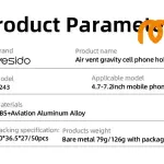 Yesido C243 – Support Téléphone à Capteur de Gravité et Rotation 360° pour Voiture !